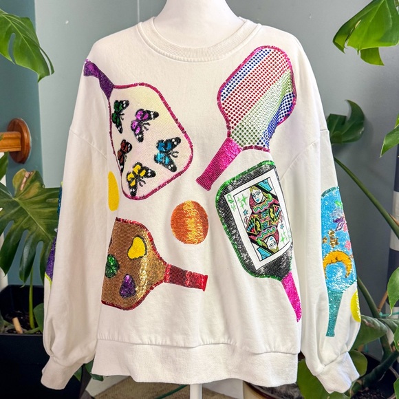 Queen of Sparkles Colorful Graphic Women's Sweater - Picture 2 of 8